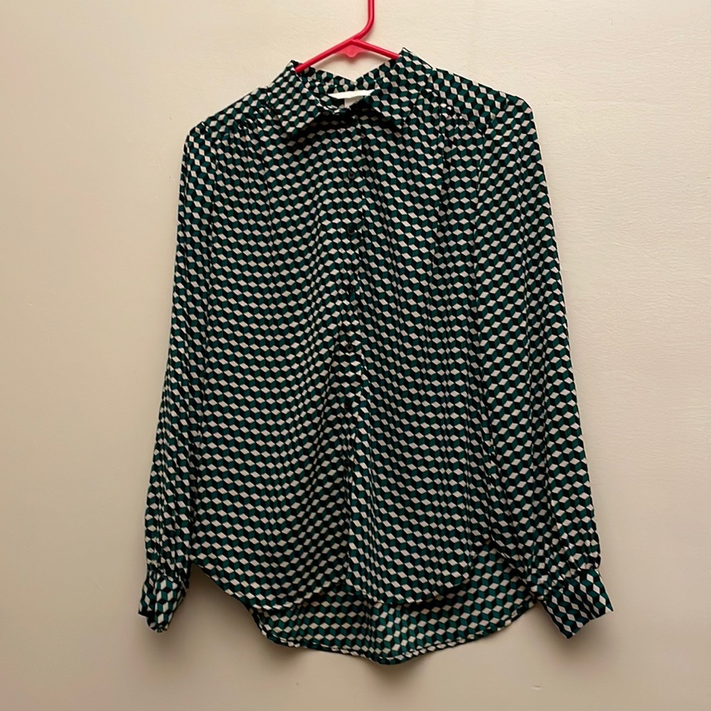 H&M block print dress shirt with MC EsCHER vibes